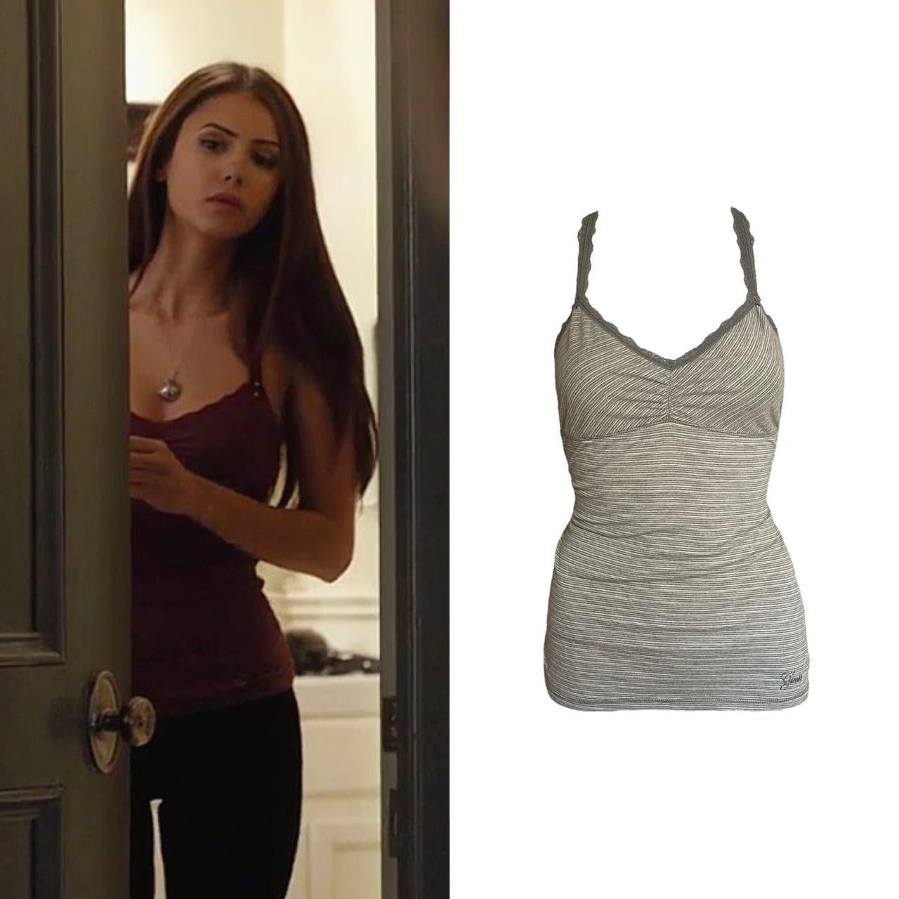 Lace Trim Heather Tank Top - As Seen On Elena Gilbert (The Vampire Diaries)