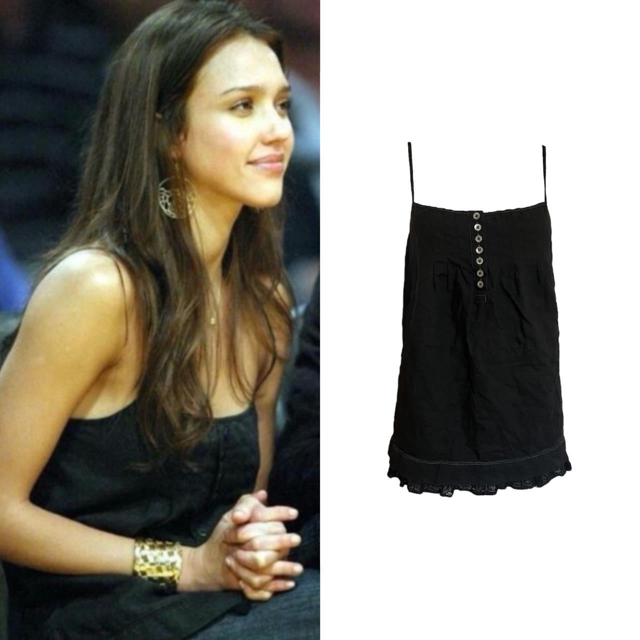 Linen Pleated Lace Trim Camisole - As Seen On Jessica Alba