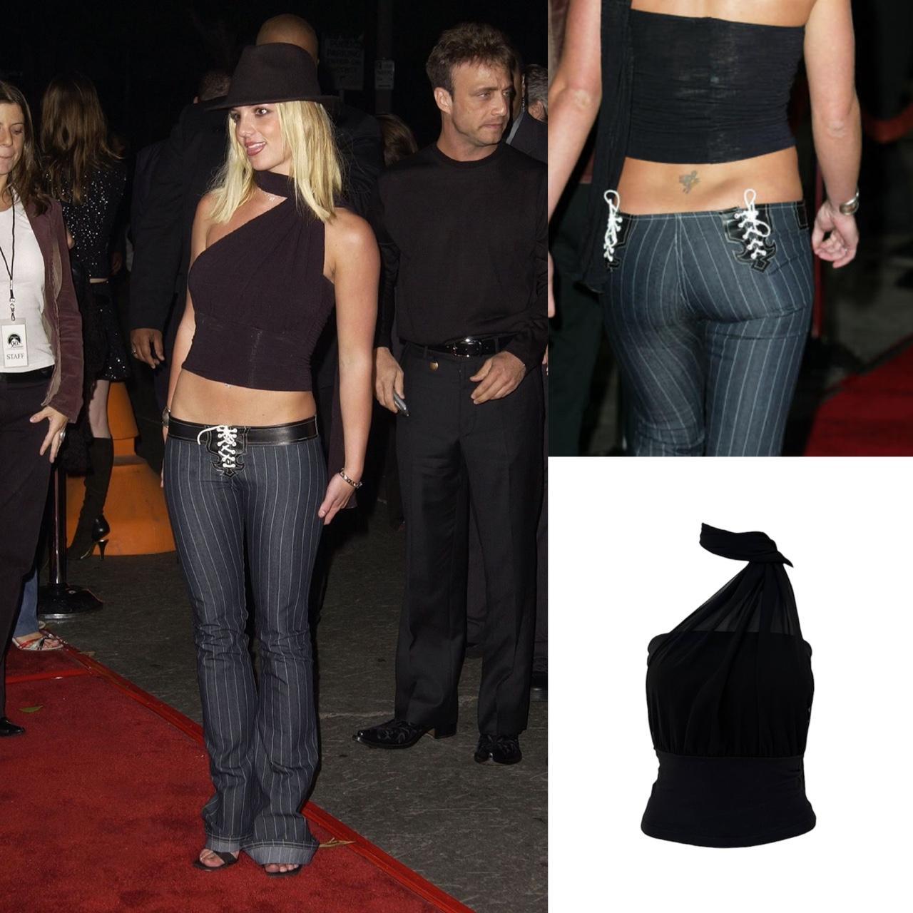 Scarf-Neck Halter Crop Top - As Seen On Britney Spears