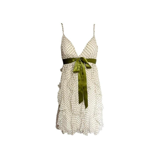 Silk Polka Dot Ruffle Bow Dress - As Seen On Holly Madison (The Girls Next Door)