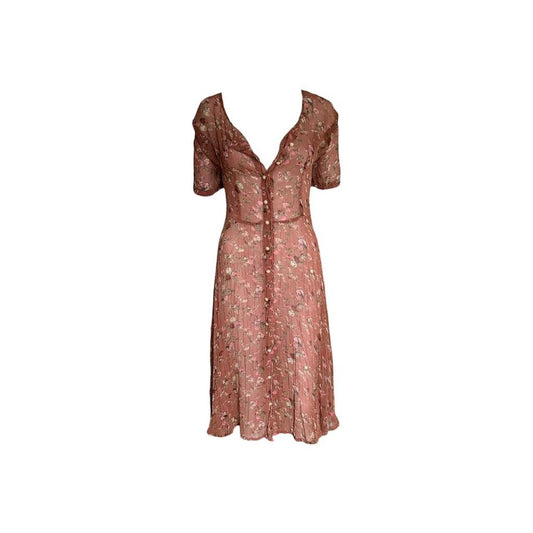Henri Bendel 1980s Floral Pearl Button Dress - As Seen On Monica Bellucci
