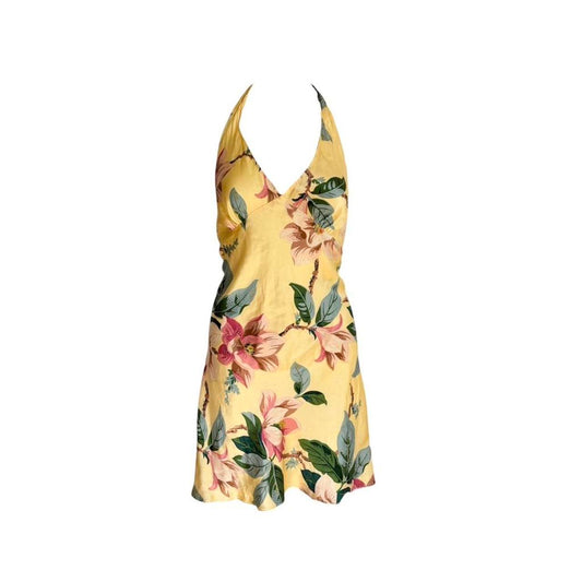 1990s Floral Silk Halter Dress - As Seen On Bridget Marquardt (The Girls Next Door)
