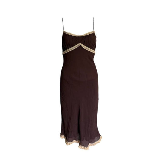 Lace Trim Silk Slip Dress - As Seen On Adriana Lima