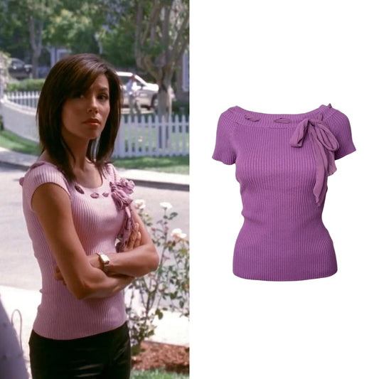 1990s Ribbed Knit Sweater Blouse - As Seen On Gabrielle Solis (Desperate Housewives)