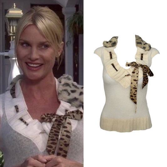Miss Sixty 1990s Cashmere Cheetah Collar Sweater - As Seen On Edie Britt (Desperate Housewives)