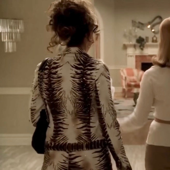 1990s Oleg Cassini Zebra Print Sequin Jeans - As Seen On Adriana La Cerva (The Sopranos)