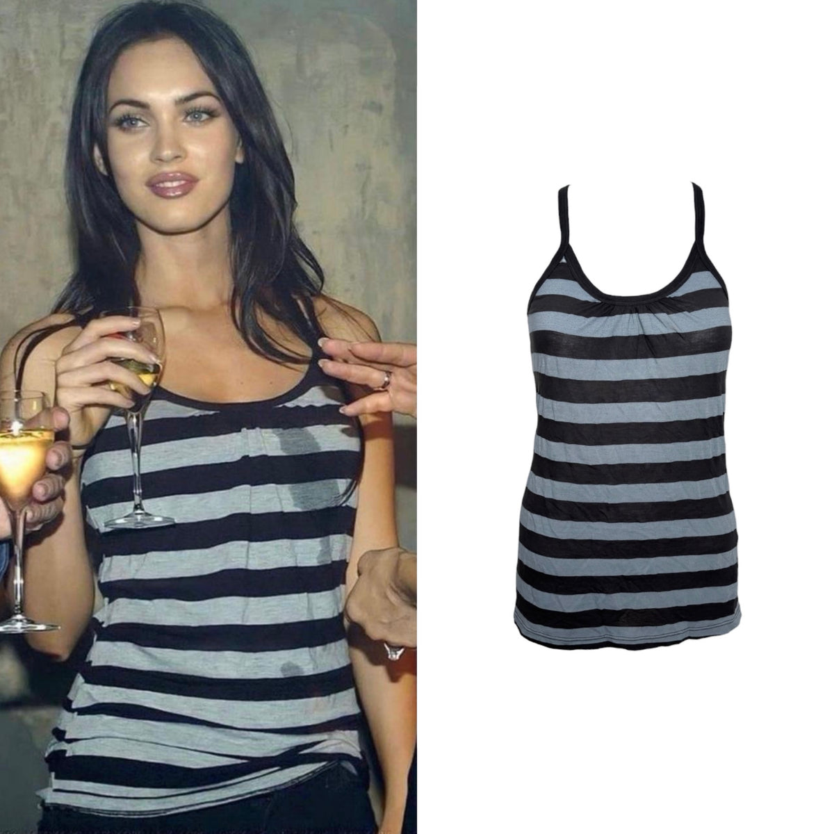 Striped Ruched Tank Top - As Seen On Megan Fox