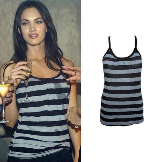 Striped Ruched Tank Top - As Seen On Megan Fox