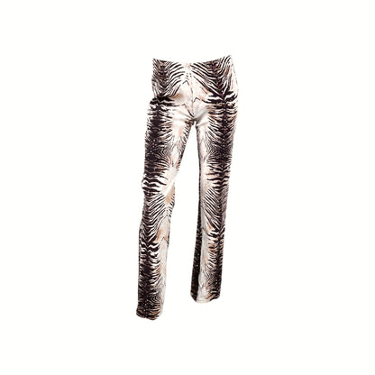 1990s Oleg Cassini Zebra Print Sequin Jeans - As Seen On Adriana La Cerva (The Sopranos)