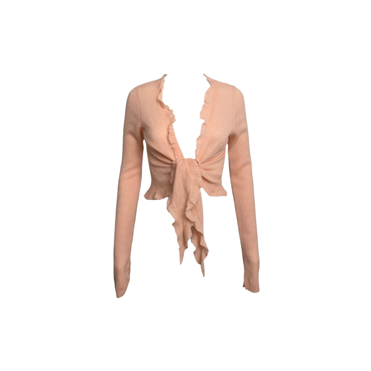 1990s Cashmere Front-Tie Ruffle Cardigan - As Seen On Gabrielle Solis (Desperate Housewives)