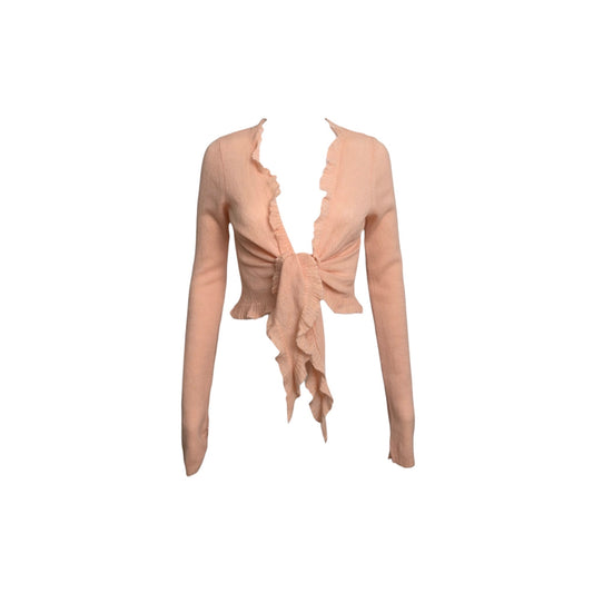 1990s Cashmere Front-Tie Ruffle Cardigan - As Seen On Gabrielle Solis (Desperate Housewives)