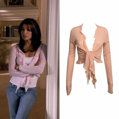 1990s Cashmere Front-Tie Ruffle Cardigan - As Seen On Gabrielle Solis (Desperate Housewives)