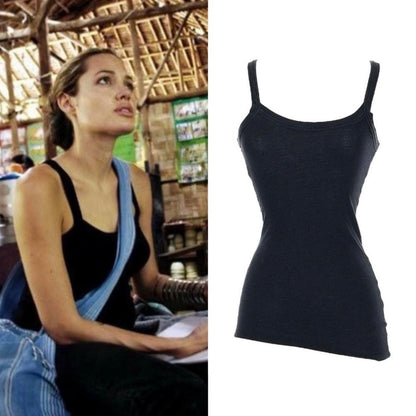 Classic Scoop Neck Bold Strap Tank Top - As Seen On Angelina Jolie