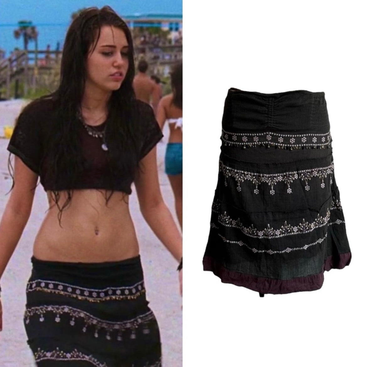 Charm-Embroidered Skirt - As Seen On Miley Cyrus (The Last Song)