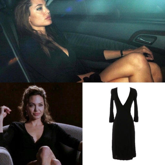 Stretch Jersey 3/4 Sleeve Wrap Dress - As Seen On Angelina Jolie (Mr. & Mrs. Smith)