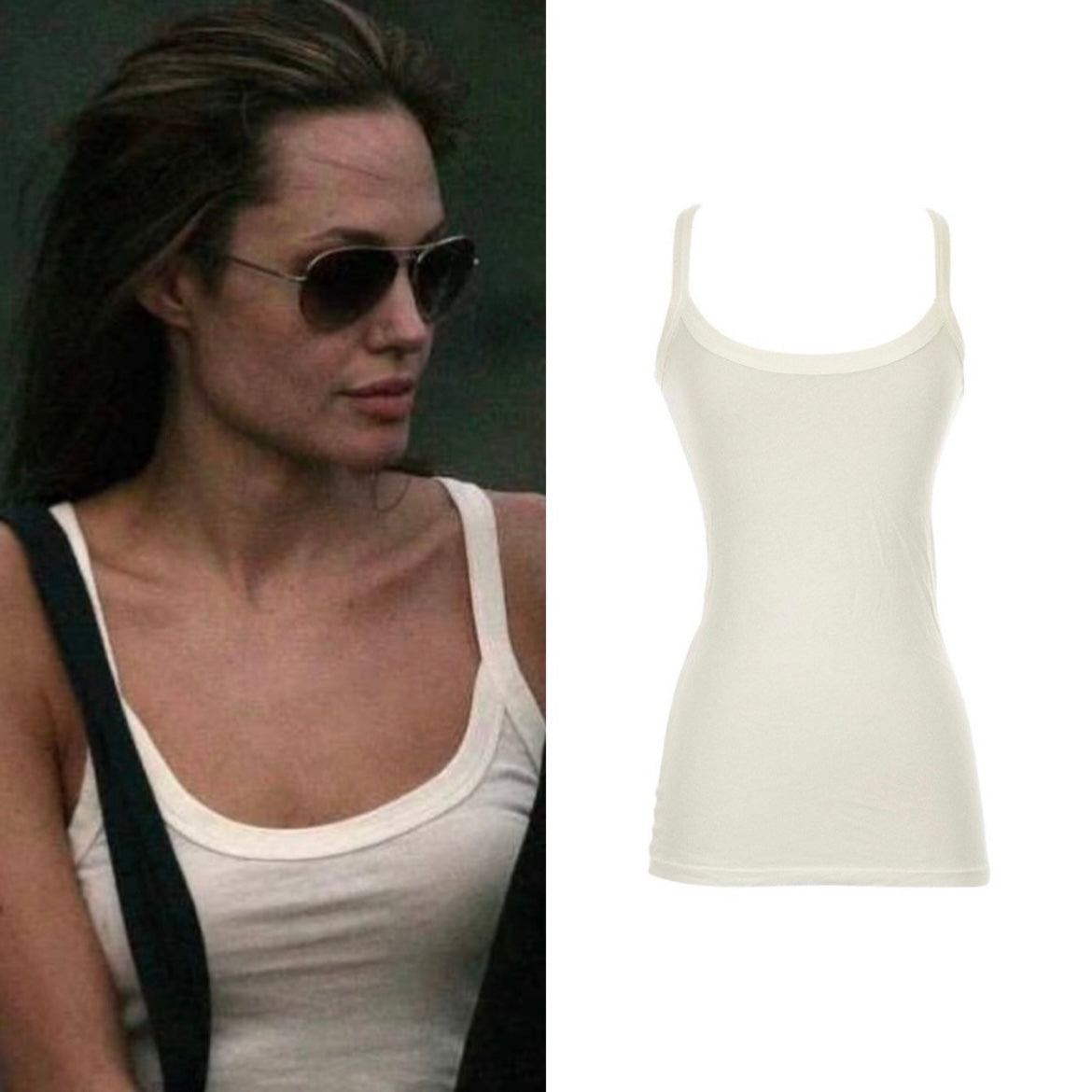 Classic Scoop Neck Bold Strap Tank Top - As Seen On Angelina Jolie