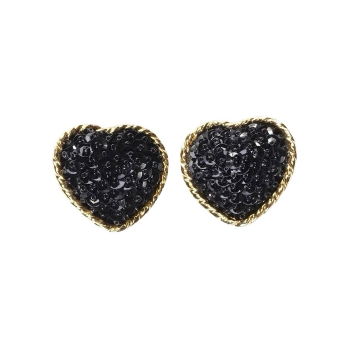 1980s Heart Sequin Clip-On Earrings - As Seen On Margot Robbie (The Wolf of Wall Street)