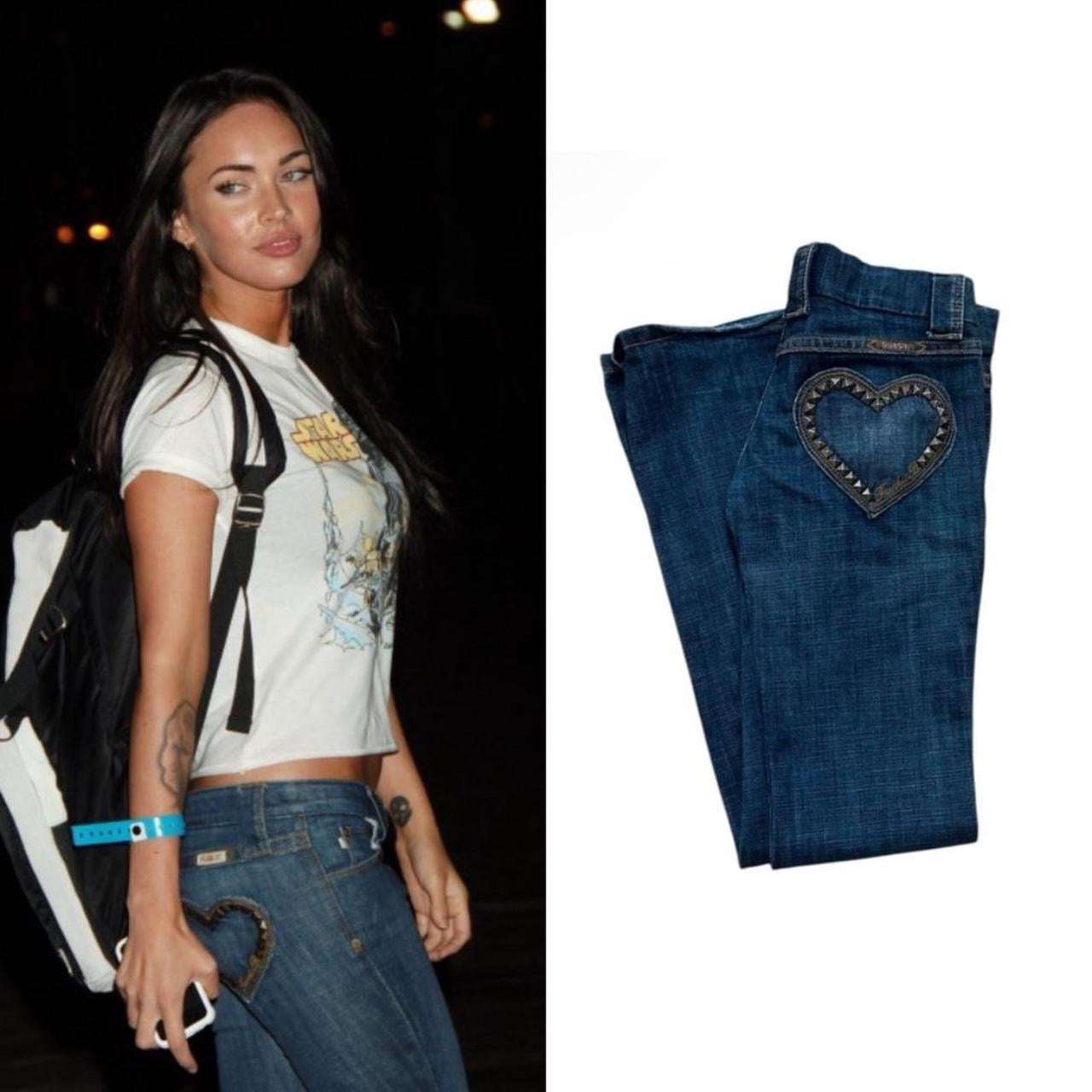 Heart-Studded Pocket Low-Rise Bootcut Jeans - As Seen On Megan Fox