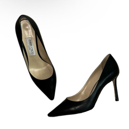 Jimmy Choo Romy 85mm Leather Pointed-Toe Pumps - As Seen On Angelina Jolie & Others