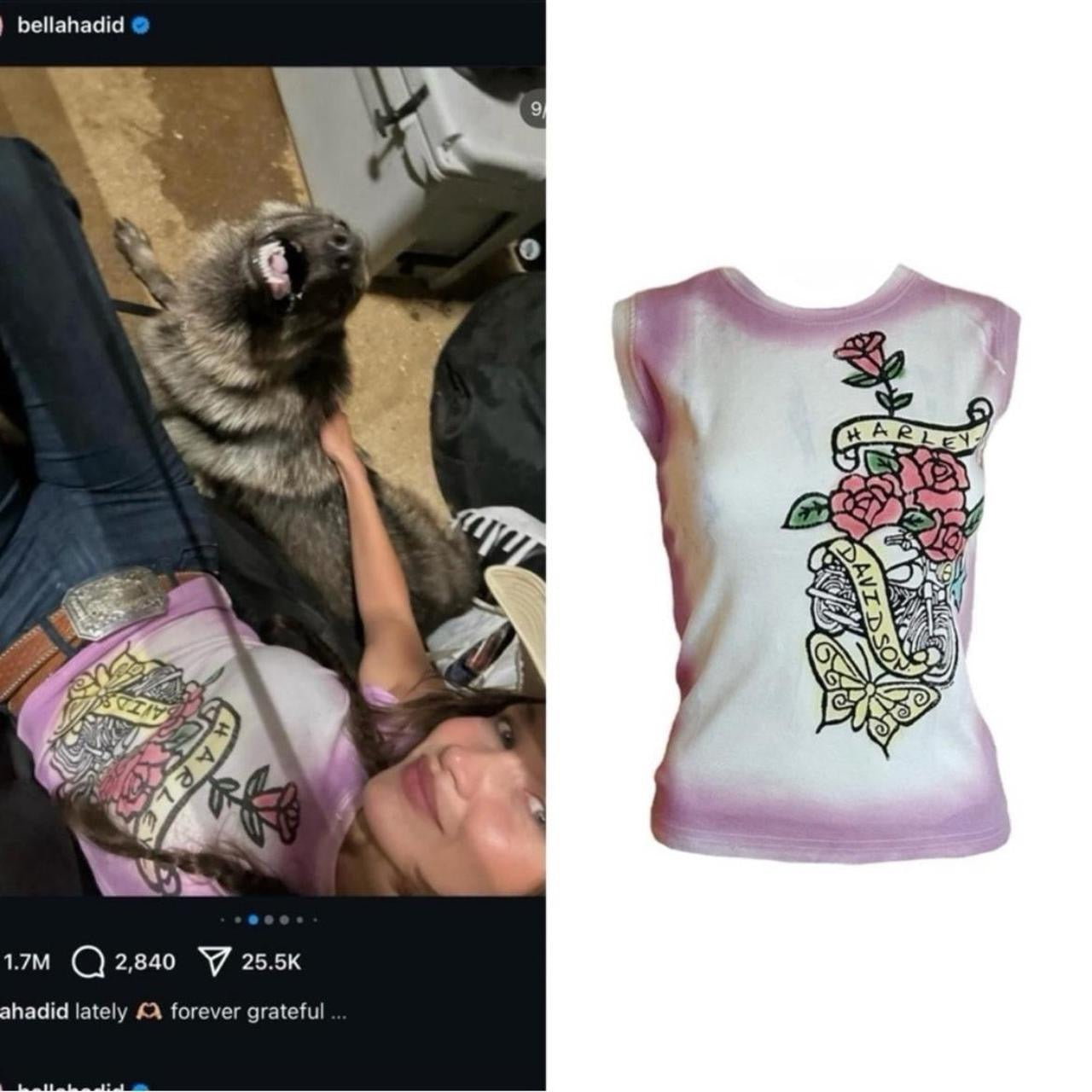 Harley-Davidson Floral Spray-Paint Muscle Tee - As Seen On Bella Hadid