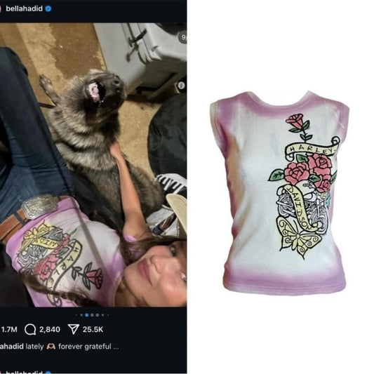 Harley-Davidson Floral Spray-Paint Muscle Tee - As Seen On Bella Hadid