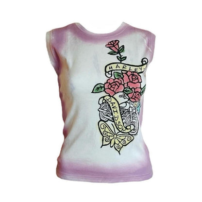 Harley-Davidson Floral Spray-Paint Muscle Tee - As Seen On Bella Hadid