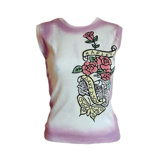 Harley-Davidson Floral Spray-Paint Muscle Tee - As Seen On Bella Hadid