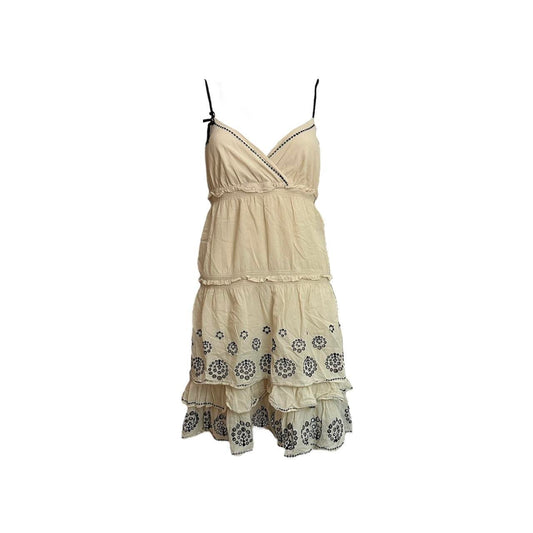 Linen Eyelet Lawn Ruffle Dress - As Seen On Jessica Alba