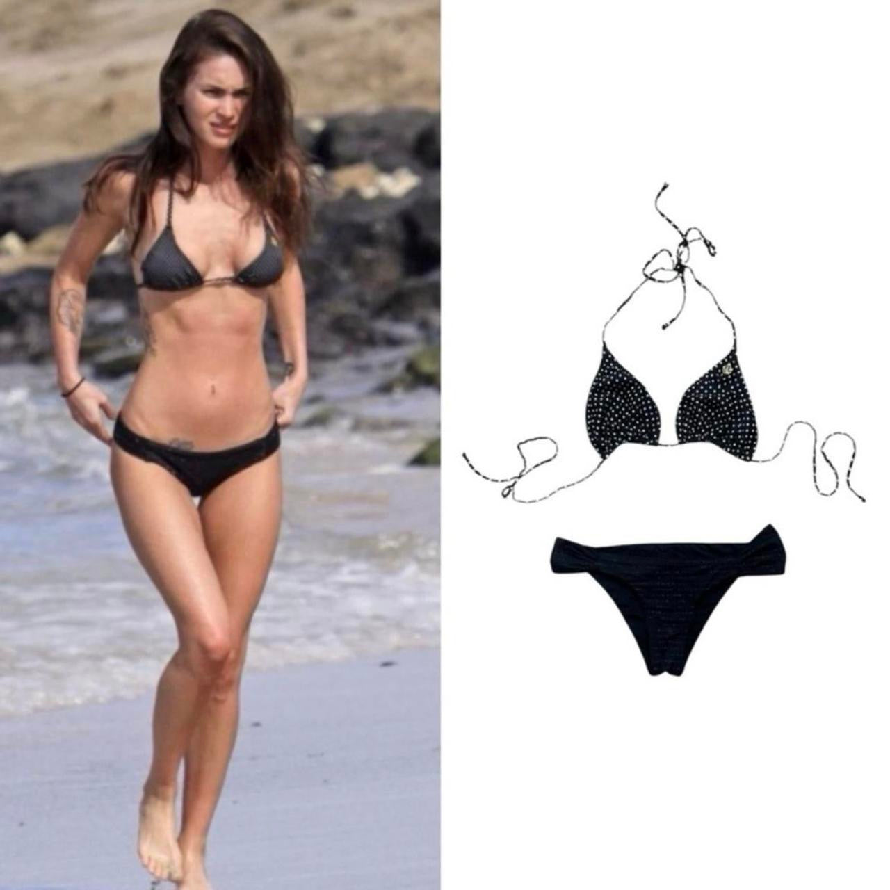 Polka Dot Gold-Striped Mix-Match Bikini - As Seen On Megan Fox