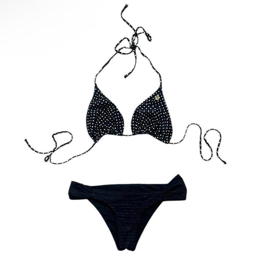 Polka Dot Gold-Striped Mix-Match Bikini - As Seen On Megan Fox