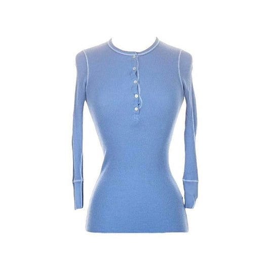Waffle Knit 3/4 Sleeve Thermal Henley - As Seen On Cady Heron (Mean Girls)
