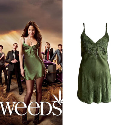 1990s Silk Embroidered Slip Dress - As Seen On Nancy Botwin (Weeds)