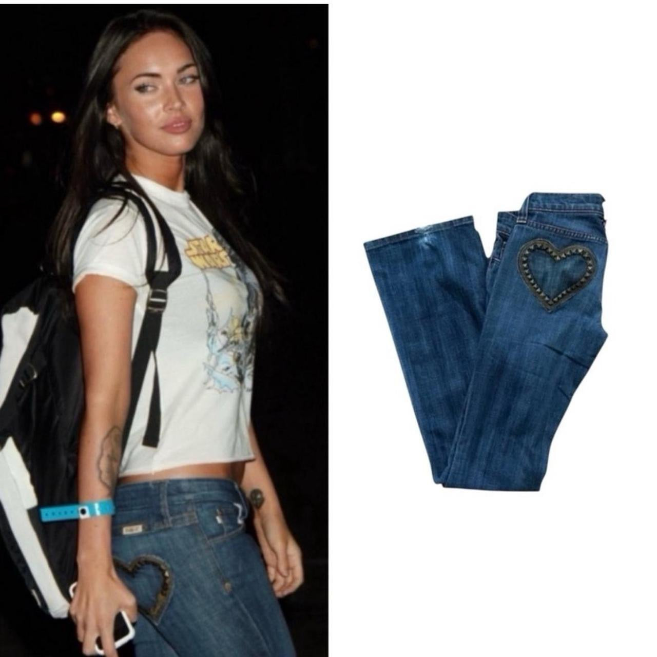 Heart-Studded Pocket Low-Rise Bootcut Jeans - As Seen On Megan Fox
