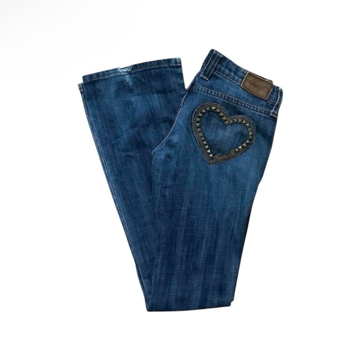 Frankie B. Heart-Studded Pocket Low-Rise Bootcut Jeans - As Seen On Megan Fox