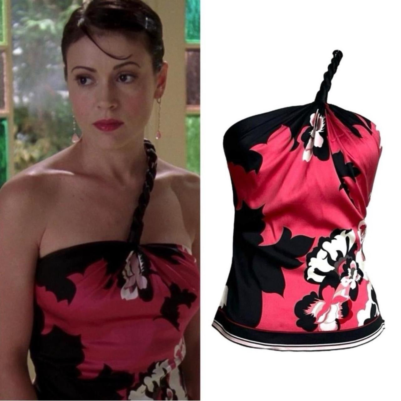 Silk Floral Halter Blouse - As Seen On Phoebe Halliwell (Charmed)