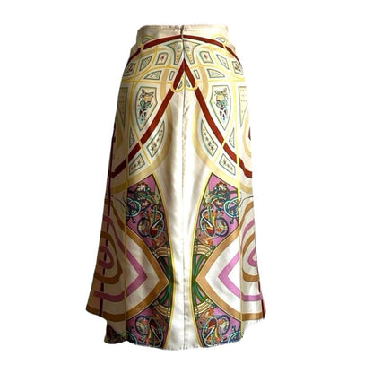 Silk Geometric Pattern Asymmetrical Scarf Skirt - As Seen On Angelina Jolie