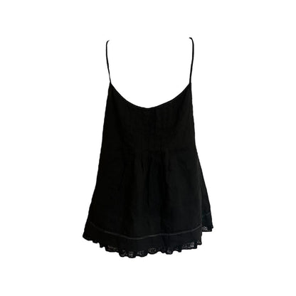 Linen Pleated Lace Trim Camisole - As Seen On Jessica Alba
