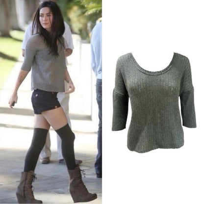 Designer Cashmere Open-Knit T-Shirt Sweater - As Seen On Megan Fox