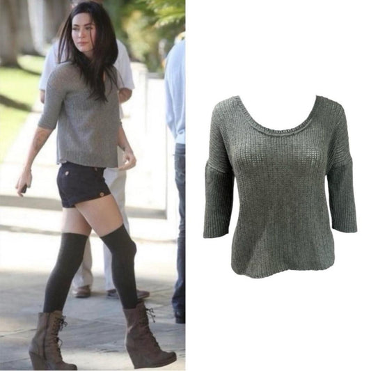 Designer Cashmere Open-Knit T-Shirt Sweater - As Seen On Megan Fox
