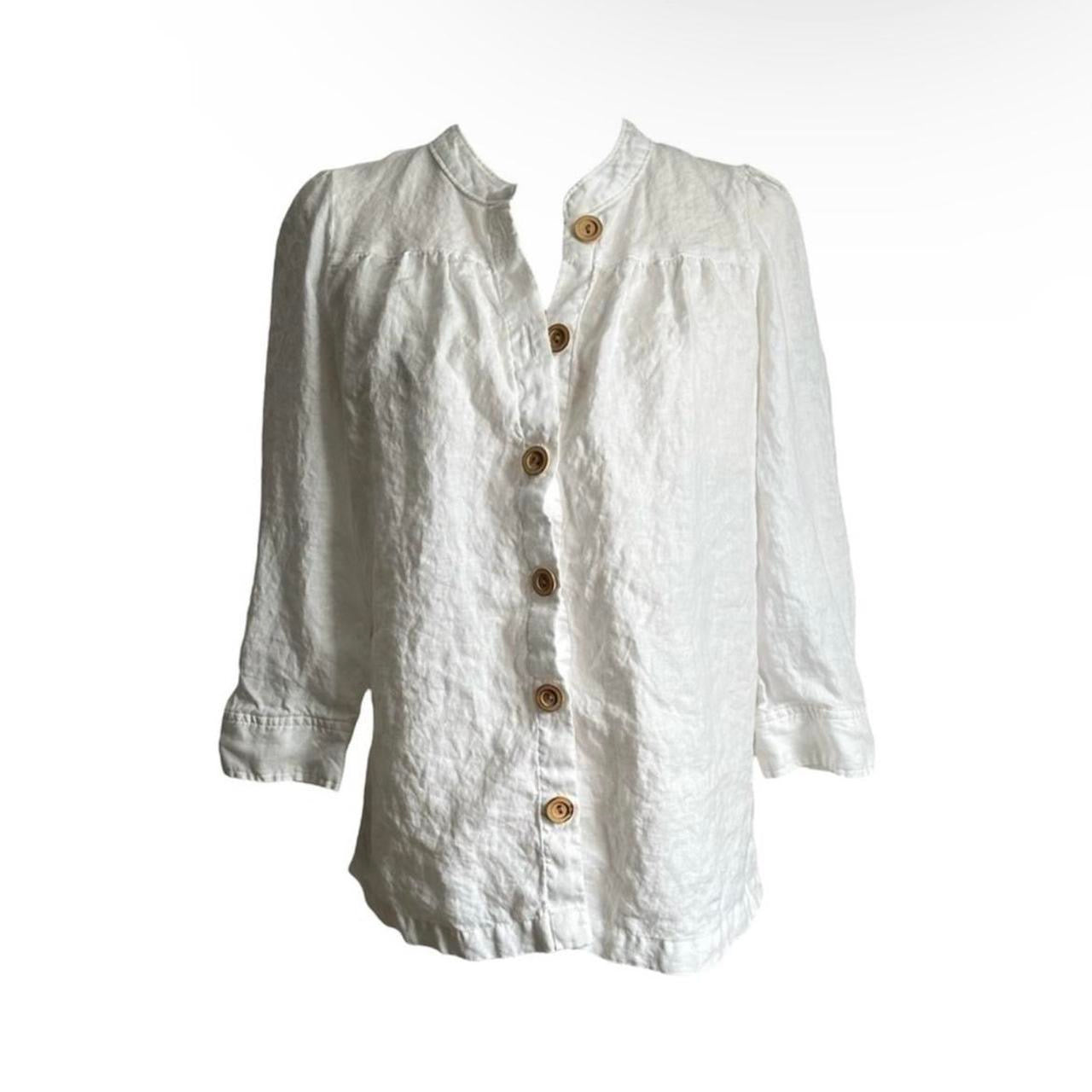 Linen Wood-Button Blouse - As Seen On Angelina Jolie