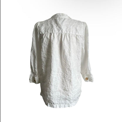 Linen Wood-Button Blouse - As Seen On Angelina Jolie