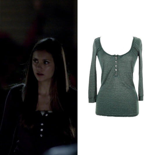 Sparkle 3/4 Sleeve Henley - As Seen On Elena Gilbert (The Vampire Diaries)