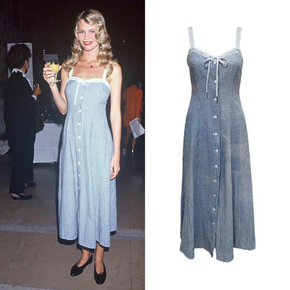 Donna Karan 1990s Gingham Button-Down Dress - As Seen On Claudia Schiffer