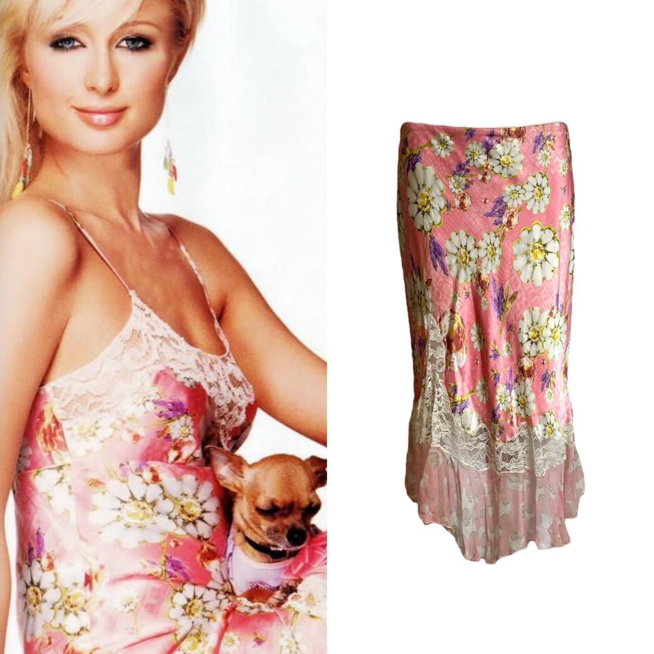 Emanuel Ungaro Daisy Silk Lace Slip Skirt - As Seen On Paris Hilton