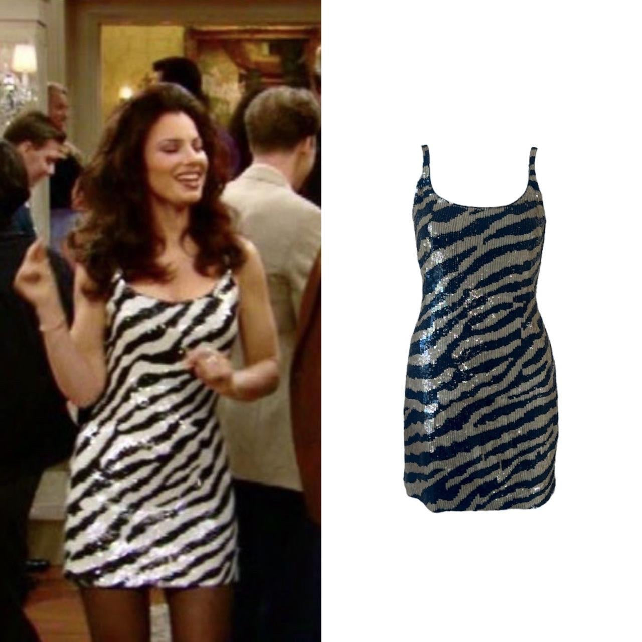 Jeanette Kastenberg 1980s Sequin Zebra Mini Dress - As Seen On Fran Fine (The Nanny)