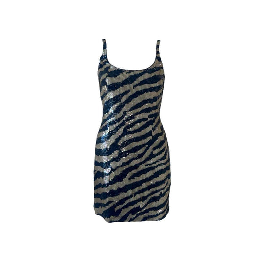 Jeanette Kastenberg 1980s Sequin Zebra Mini Dress - As Seen On Fran Fine (The Nanny)