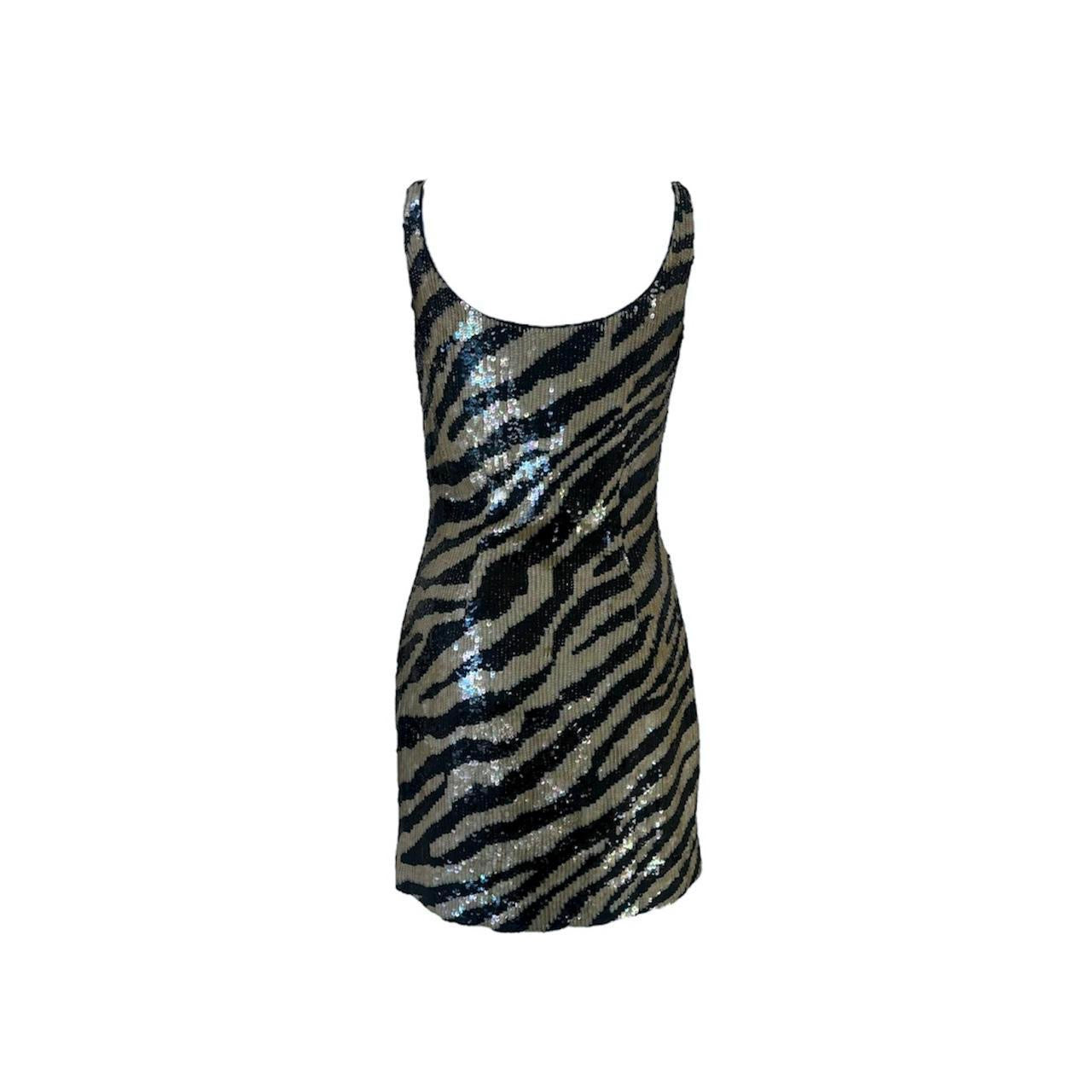 Jeanette Kastenberg 1980s Sequin Zebra Mini Dress - As Seen On Fran Fine (The Nanny)
