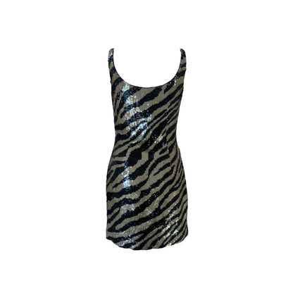 Jeanette Kastenberg 1980s Sequin Zebra Mini Dress - As Seen On Fran Fine (The Nanny)