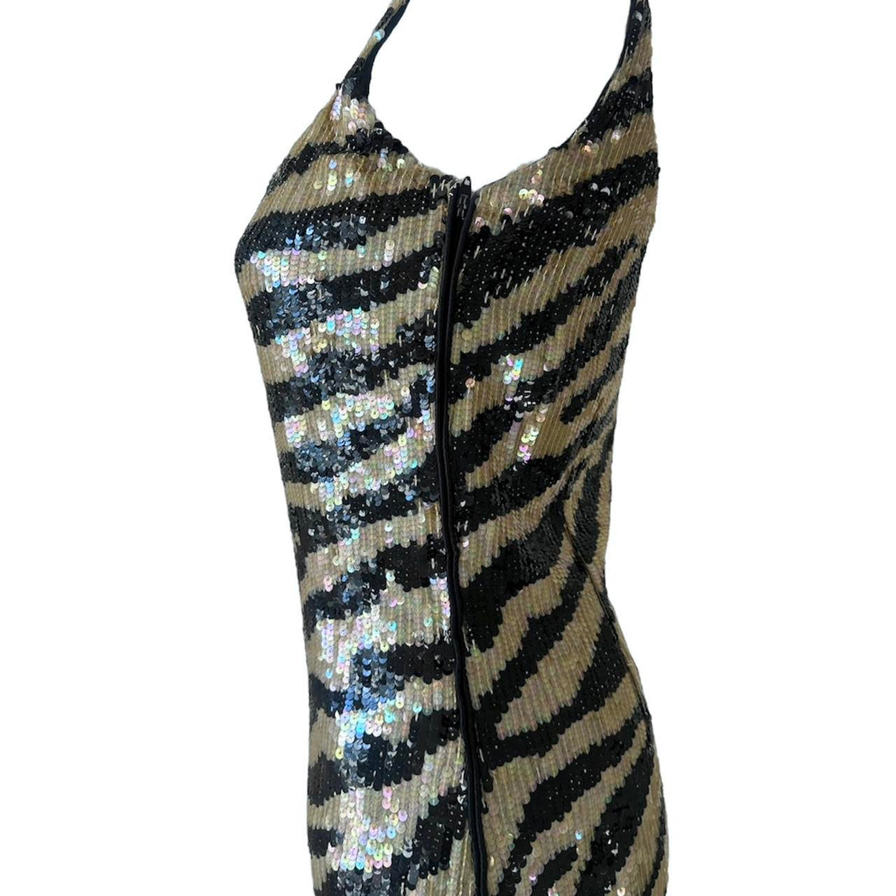 Jeanette Kastenberg 1980s Sequin Zebra Mini Dress - As Seen On Fran Fine (The Nanny)
