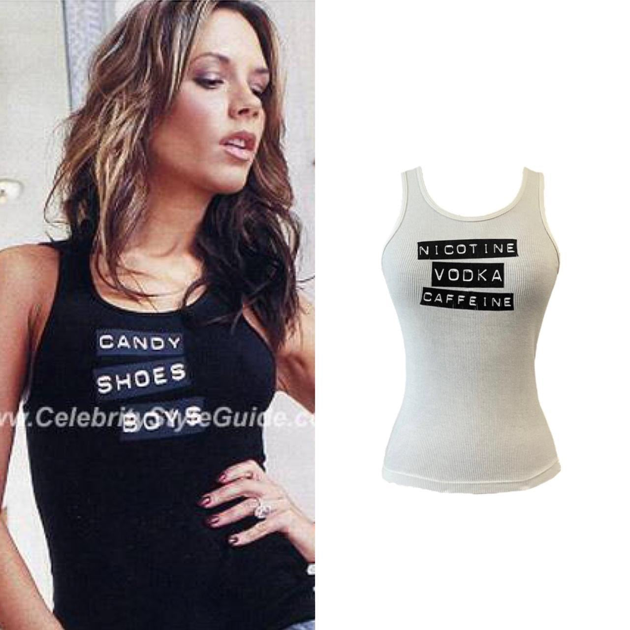 “Nicotine, Vodka, Caffeine” Tank Top - As Seen On Victoria Beckham (Posh Spice)